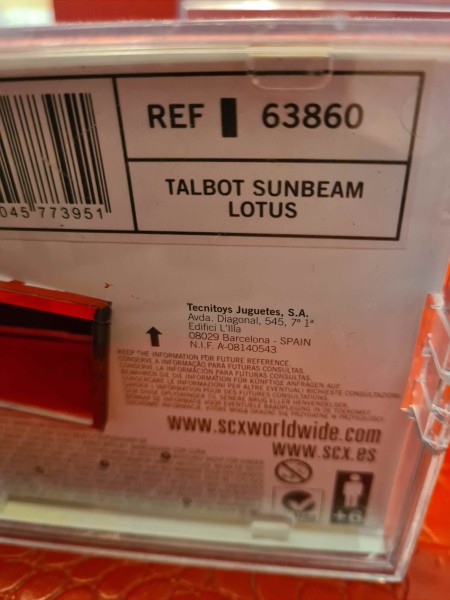 TALBOT SUNBEAM LOTUS SCALEXTRIC SCX REF 63860 