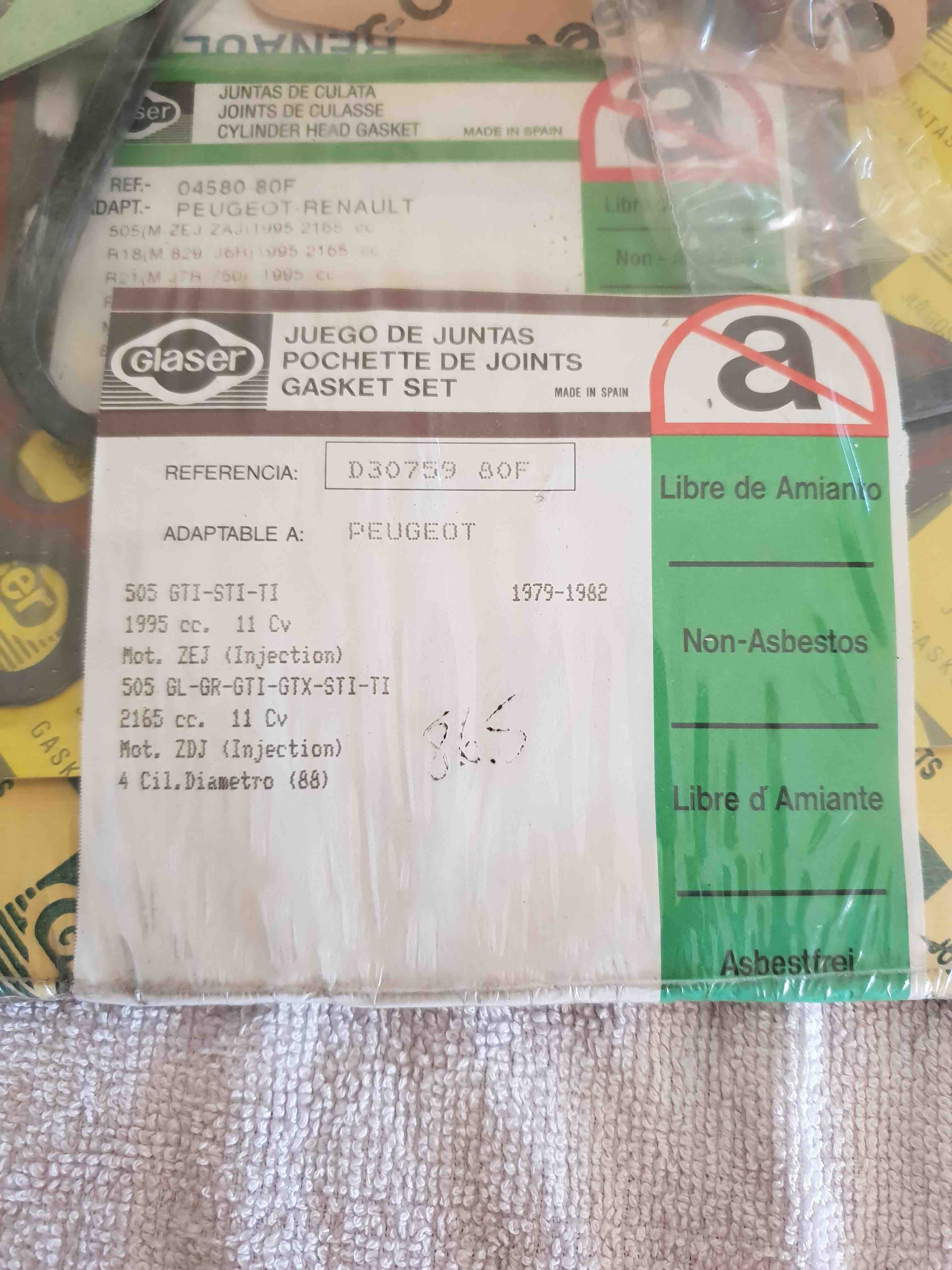 PEUGEOT POCHETTE DE RODAGE D30759 GLASER JOINTS
