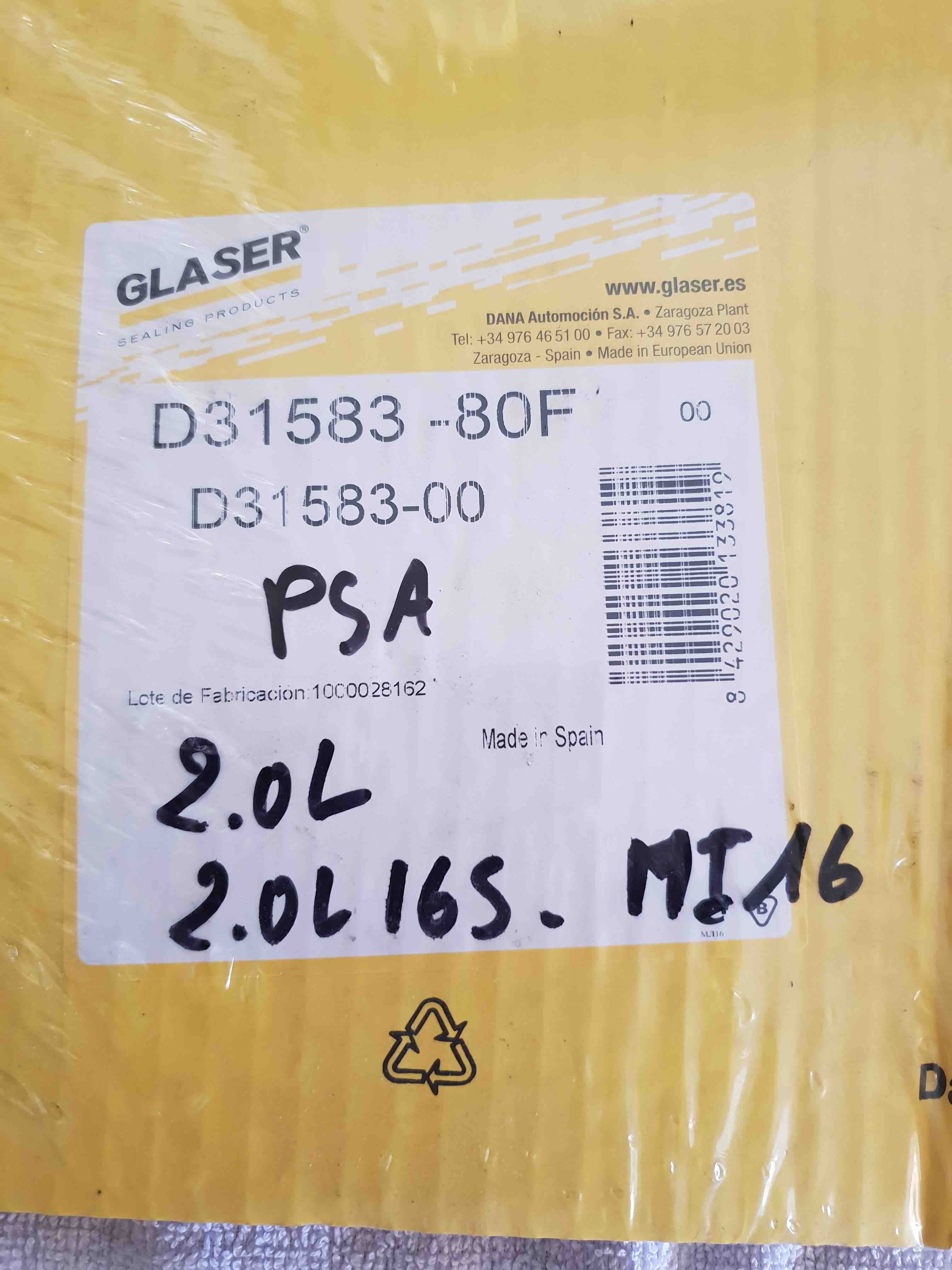 CITROEN PEUGEOT POCHETTE DE RODAGE D31583  GLASER JOINTS