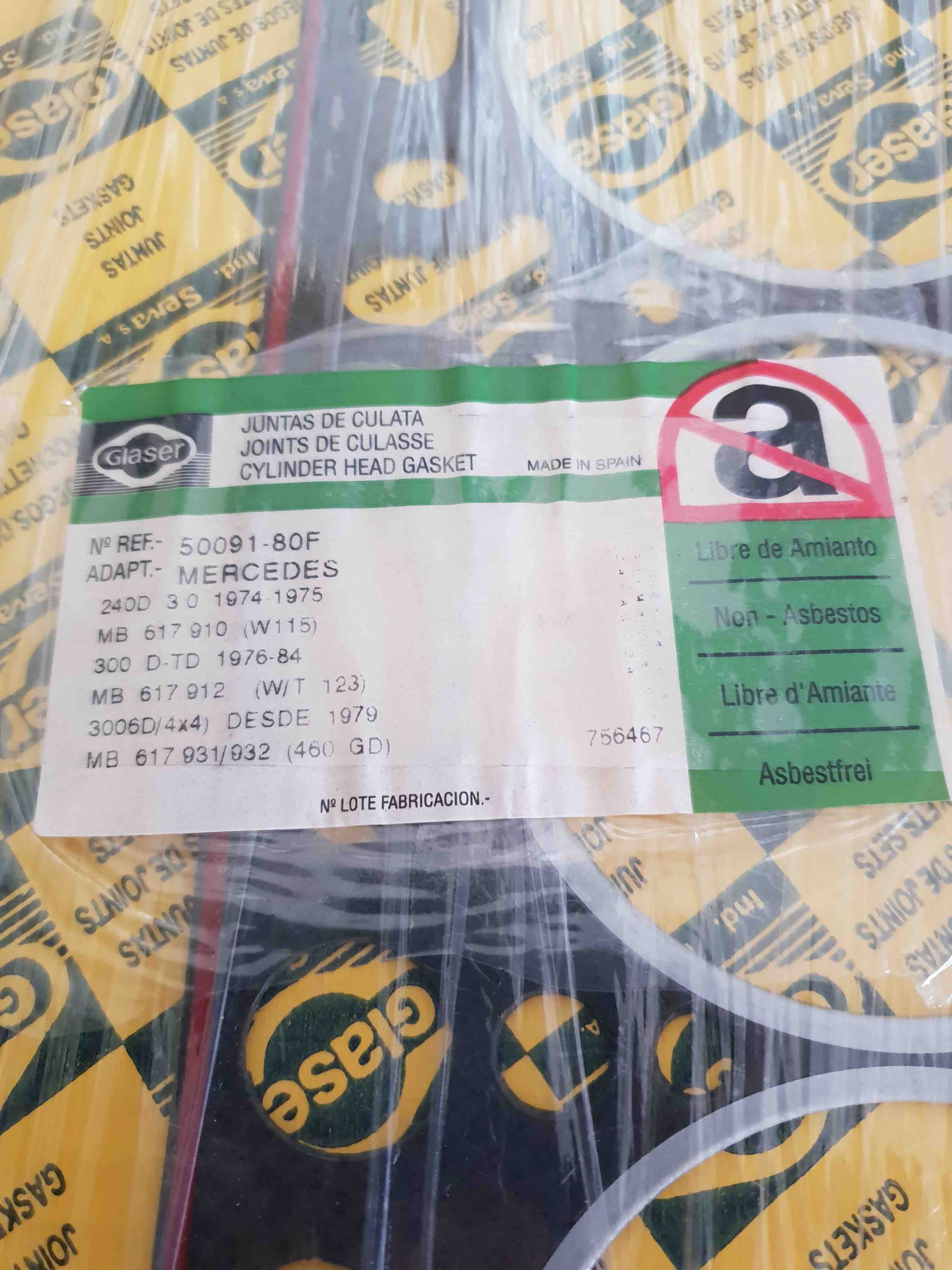 MERCEDES BENZ PUCH POCHETTE  JOINTS DE CULASSE H50091 GLASER JOINTS