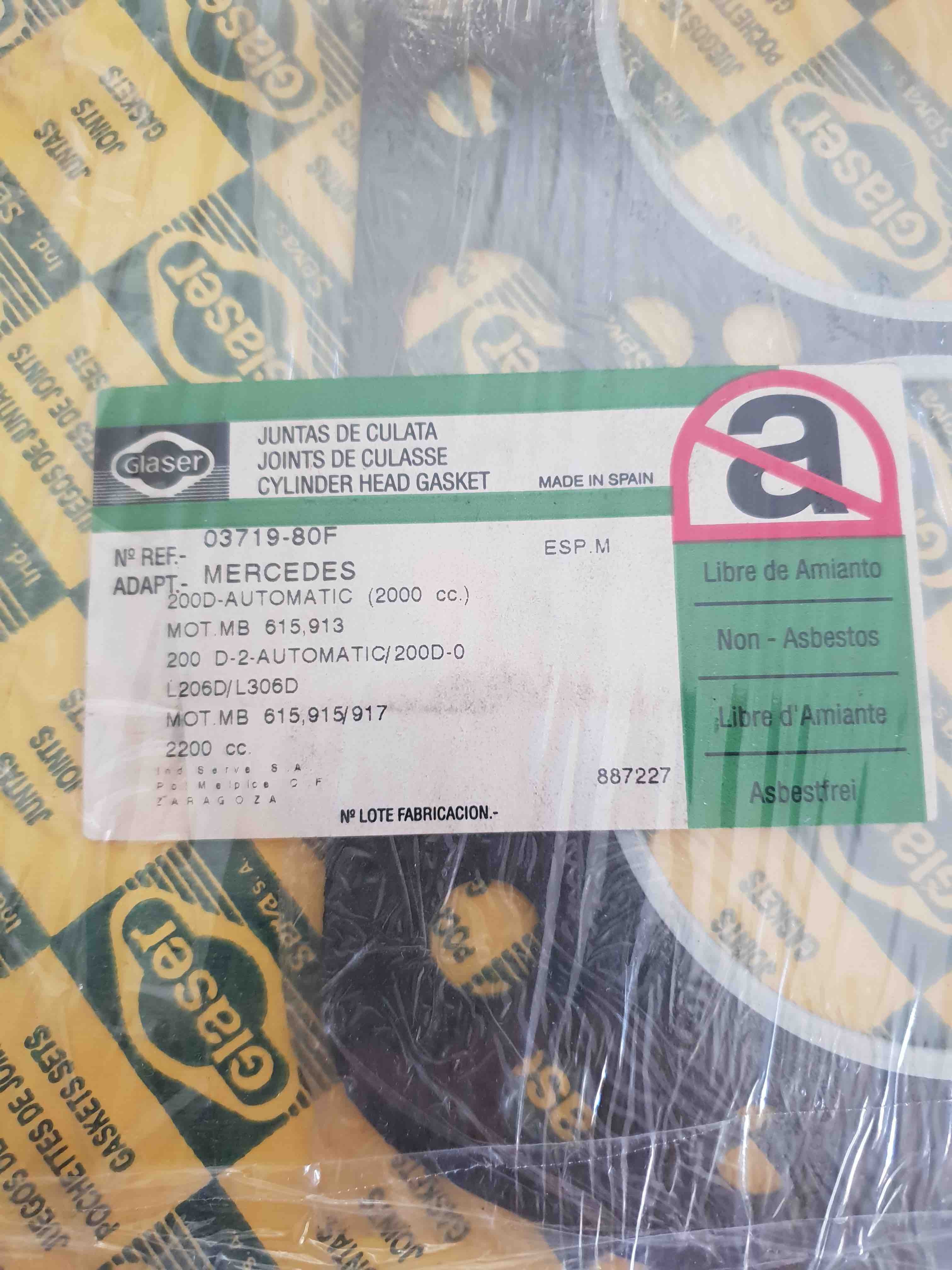 MERCEDES BENZ POCHETTE JOINTS DE CULASSE H03719  GLASER JOINTS