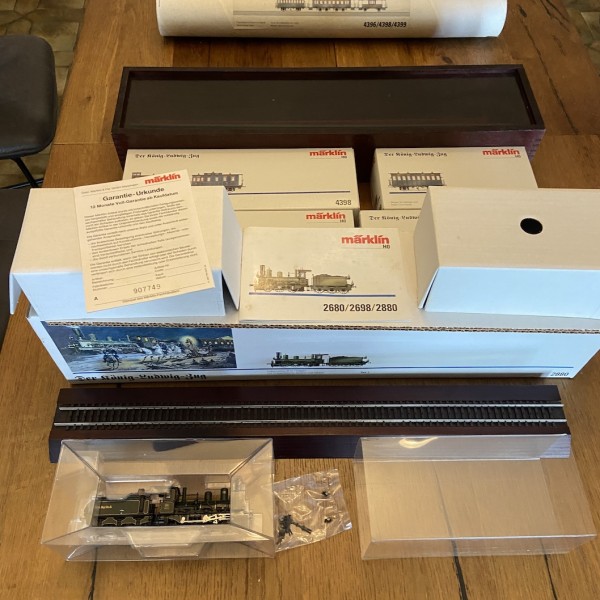 Der König Ludwig Zug Rame du Kaiser 2680 2880 4398 HO Marklin eBoite bois et  poster