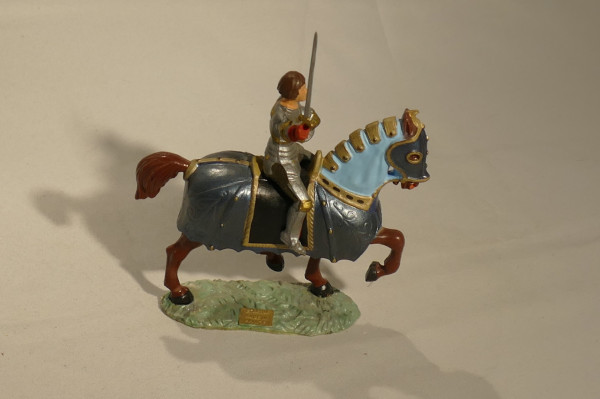  cavalier - caparaçon bleu Jeanne d'arc épée et casque Starlux 6201 bis