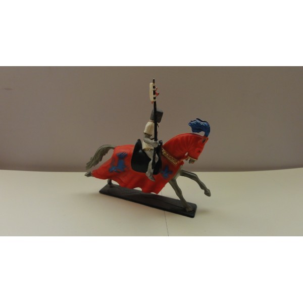 CAVALIER SEIGNEUR ORIFLAMME CHEVAL HARNOIS ROUGE MOYEN ÂGE STARLUX RÉF 6118 HG