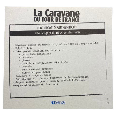 Peugeot 404 Tour de France - NOREV - Edition Atlas