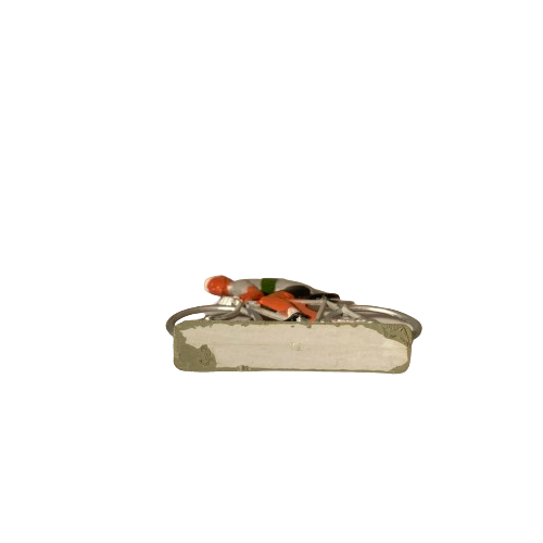 Coureur sprintant avec casquette - Maillot blanc bande verte - STARLUX 