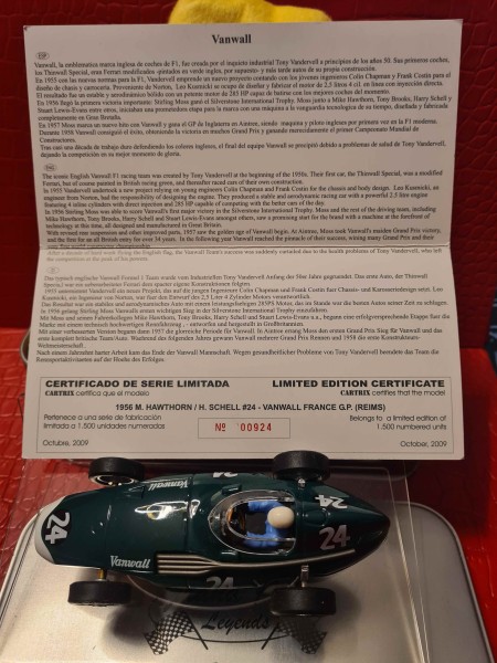 VANWALL 1956 M HAWTHORN H SHELL N 24 CARTRIX REF 0935 