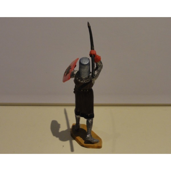 CHEVALIER ÉPIEU ET BOUCLIER  SOCLE OCRE PIEDS  BLANC EN CREUX STARLUX MOYEN ÂGE