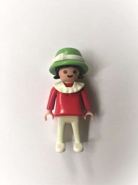 Fille brune avec une robe rose foncé et un col blanc Playmobil 5323 / 5403