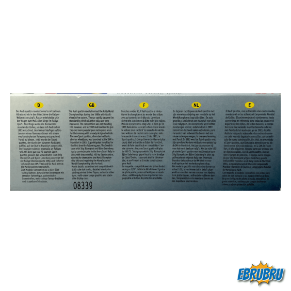 Audi sport quattro Winner Rally Ivory Coast 1984 REVELL 08339